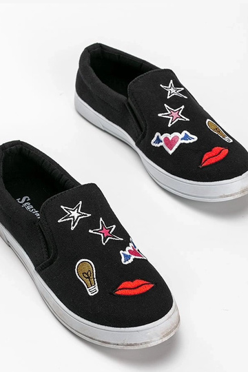 Čierne textilné topánky s... 2