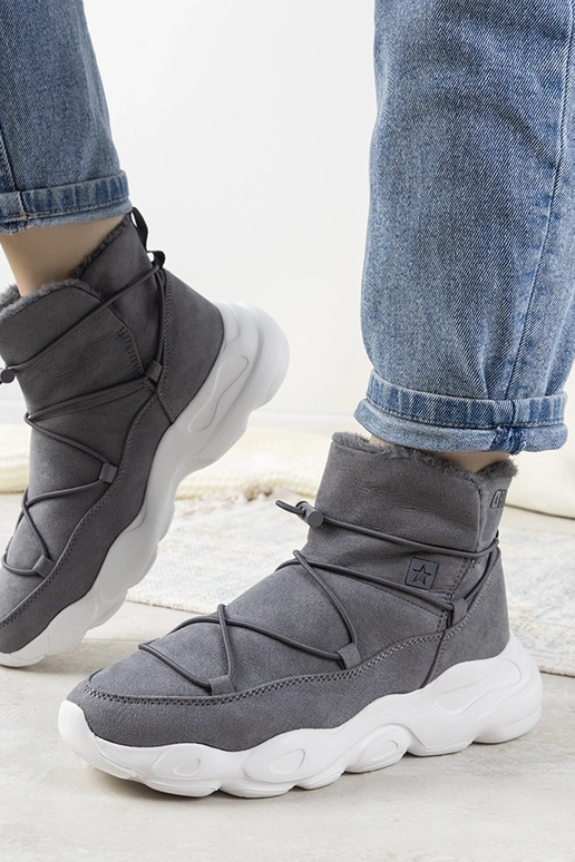 Sivé štýlové dámske zimné topánky,...