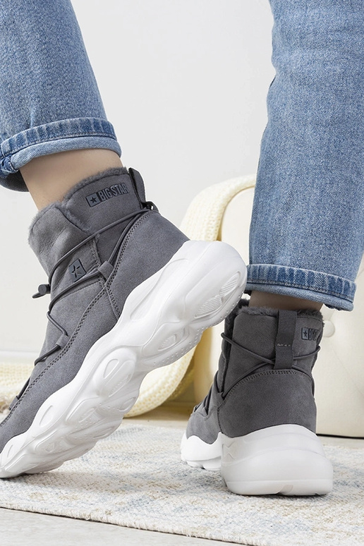 Sivé štýlové dámske zimné topánky,...