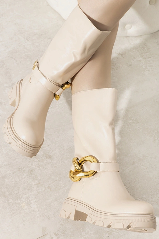 Béžové zateplené členkové čižmy s...