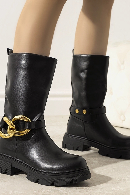 Čierne zateplené členkové čižmy s...