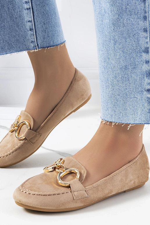 Béžové mokasíny s prackou Castor