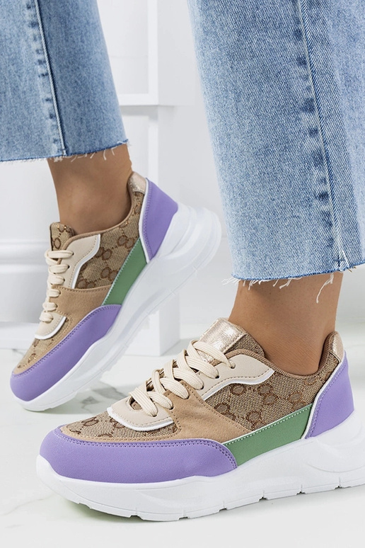 Béžové a fialové dámske tenisky Elyne