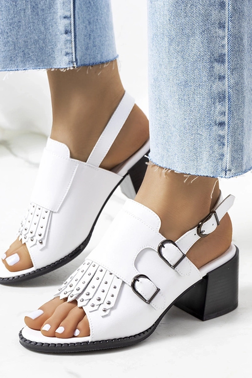 Biele kožené sandále so zvrškom Zand Biele kožené sandále so zvrškom Zand