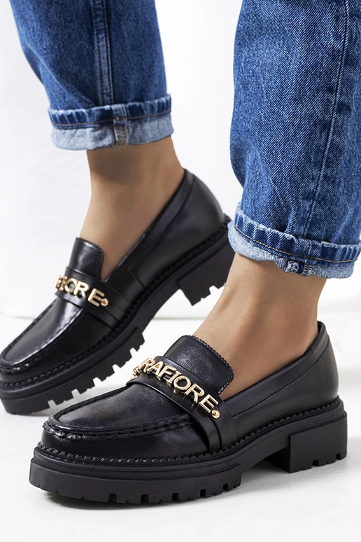 Čierne mokasíny na vysokej podrážke,...