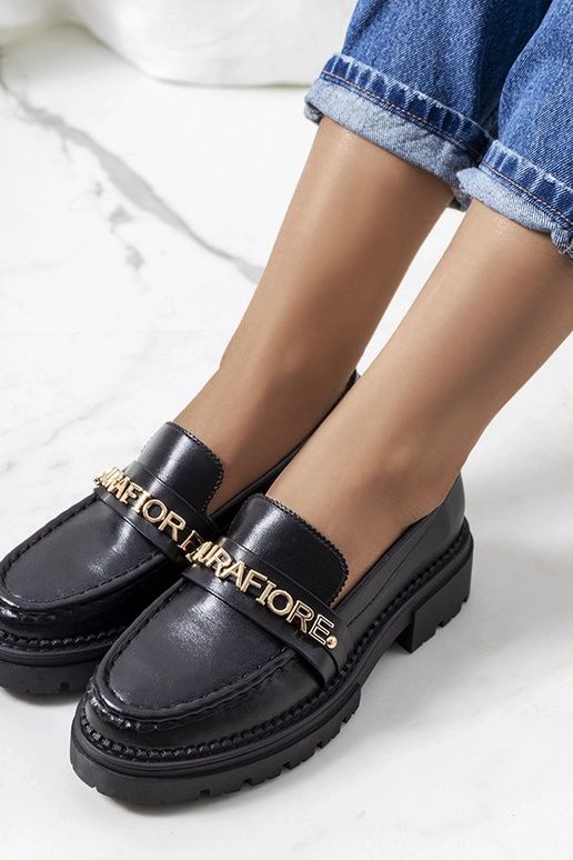 Čierne mokasíny na vysokej podrážke,...