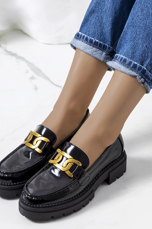 Čierne mokasíny na vysokej podrážke,...