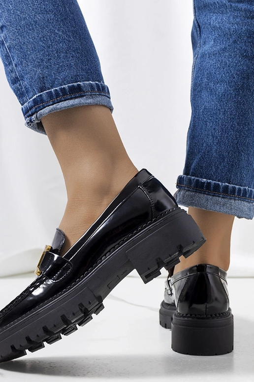 Čierne mokasíny na vysokej podrážke,...