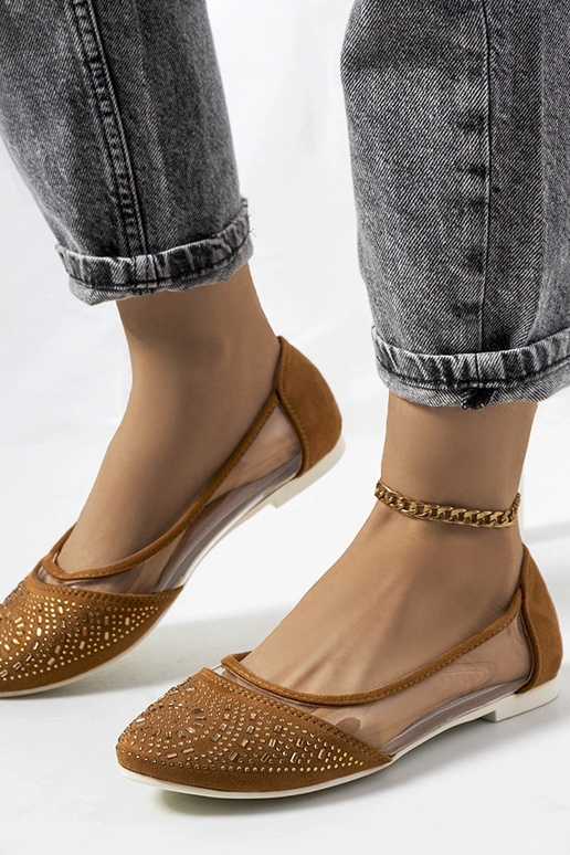 Hnedé polopriehľadné balerínky Malene