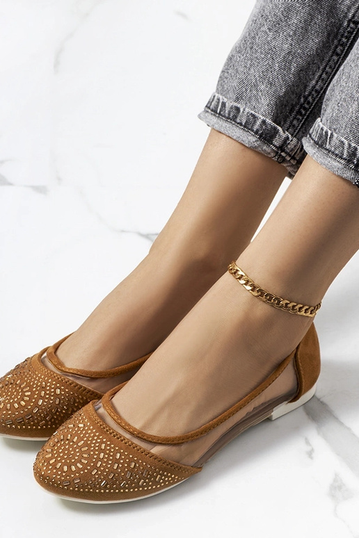 Hnedé polopriehľadné balerínky Malene