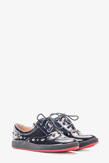Mikaela Navy Blue Lakované detské tenisky 2