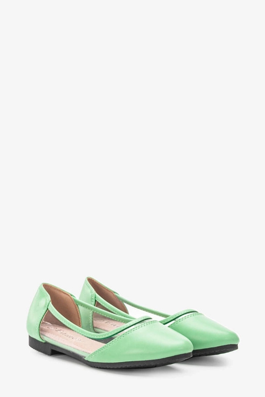 Zelené polopriehľadné balerínky Juva