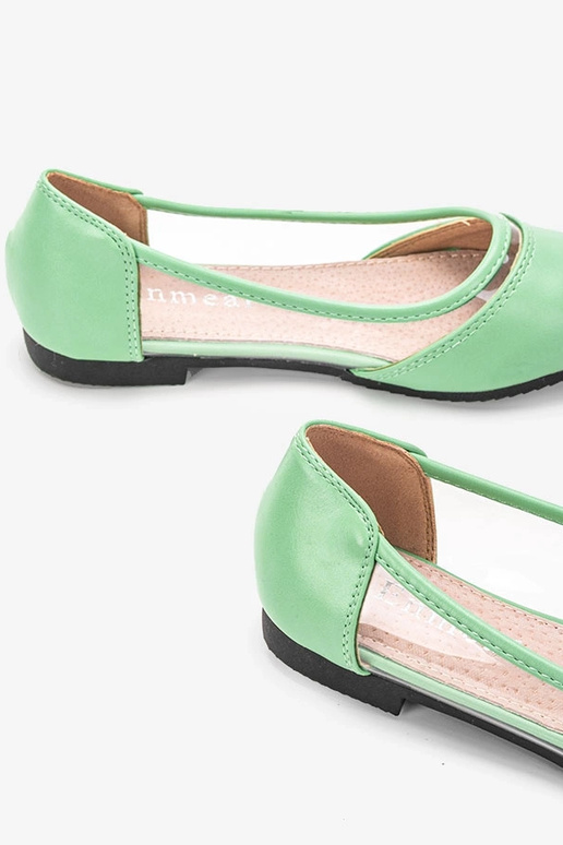 Zelené polopriehľadné balerínky Juva