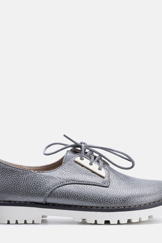 Šedé lesklé detské topánky Runa