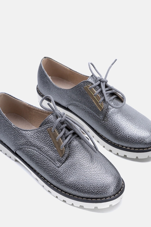 Šedé lesklé detské topánky Runa