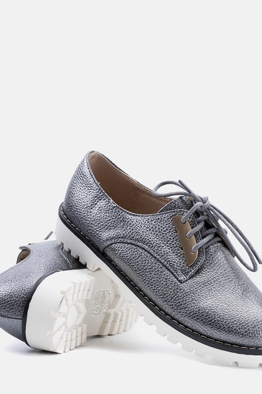 Šedé lesklé detské topánky Runa