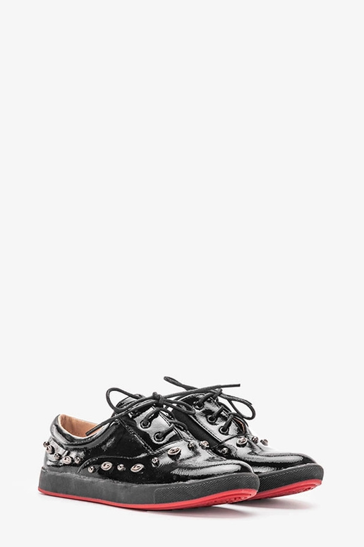 Čierne lakované detské tenisky Fatna