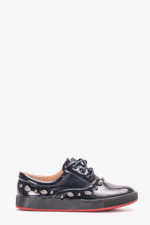 Tmavomodré lakované detské tenisky Fatna