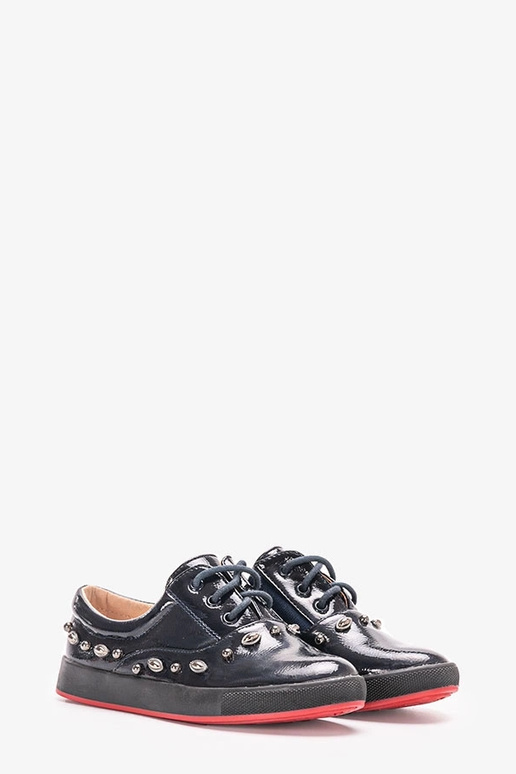 Tmavomodré lakované detské tenisky Fatna