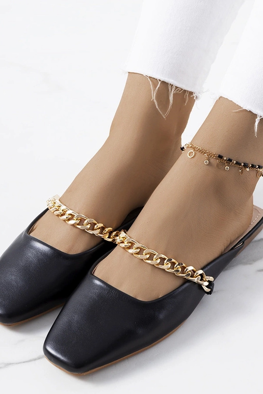 Čierne elegantné šľapky, „Baras" Čierne elegantné šľapky, „Baras"