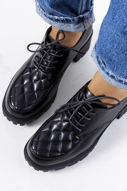 Čierne poltopánky na hrubom podpätku,...