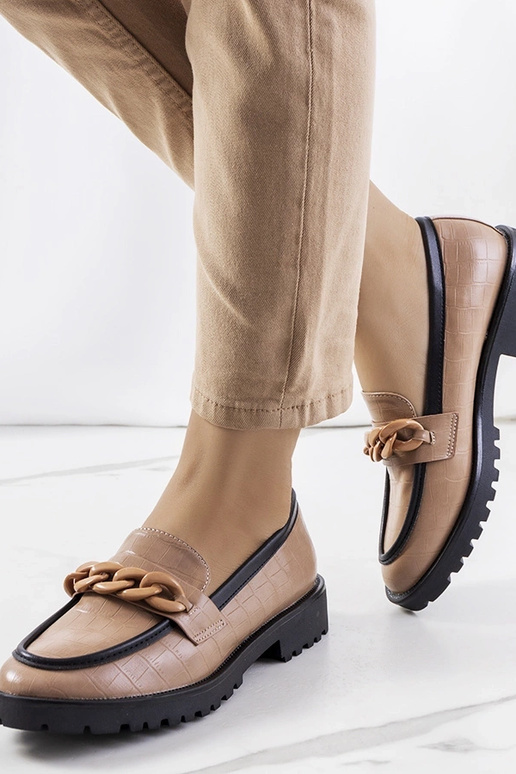 Hnedé poltopánky s dekoratívnym...