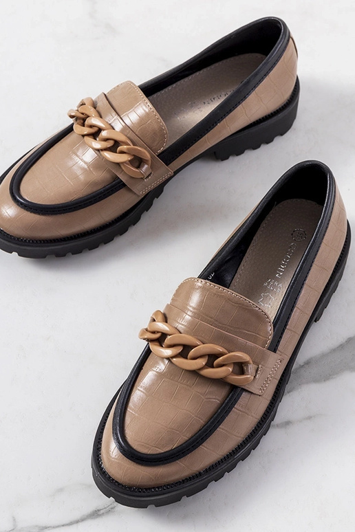 Hnedé poltopánky s dekoratívnym...