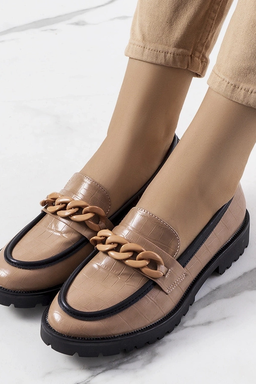 Hnedé poltopánky s dekoratívnym...