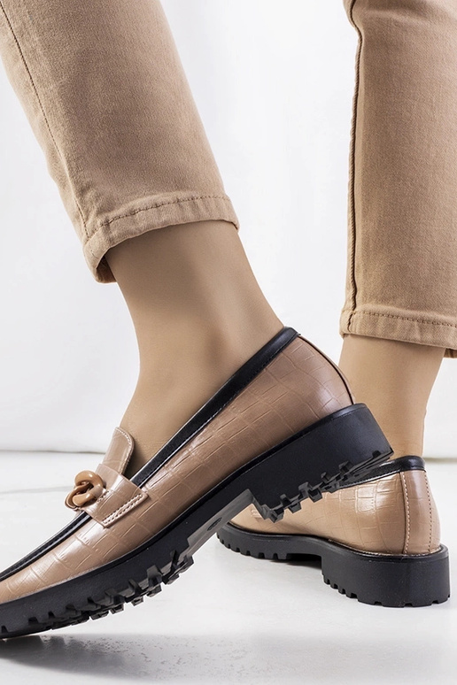 Hnedé poltopánky s dekoratívnym...