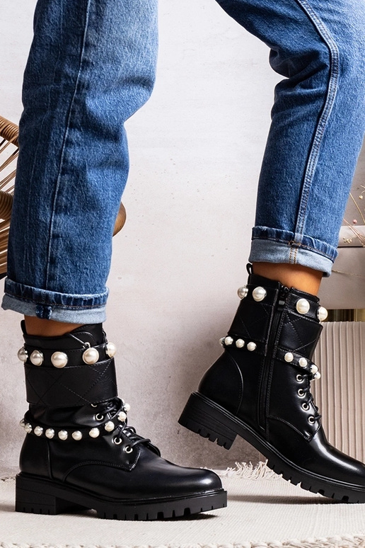 Čierne dámske členkové čižmy na...