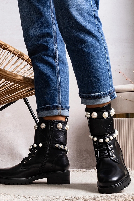 Čierne dámske členkové čižmy na...