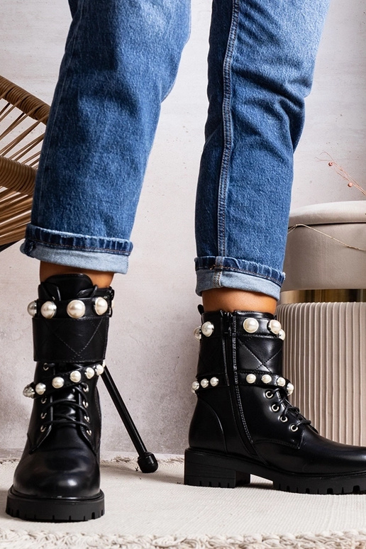 Čierne dámske členkové čižmy na...