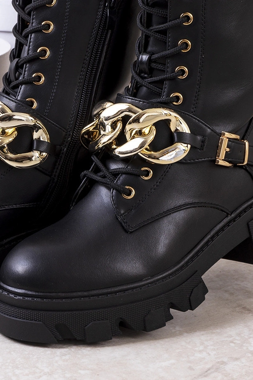 Čierne členkové čižmy Laboy Chain