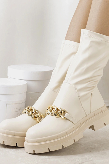 Béžové členkové čižmy s...