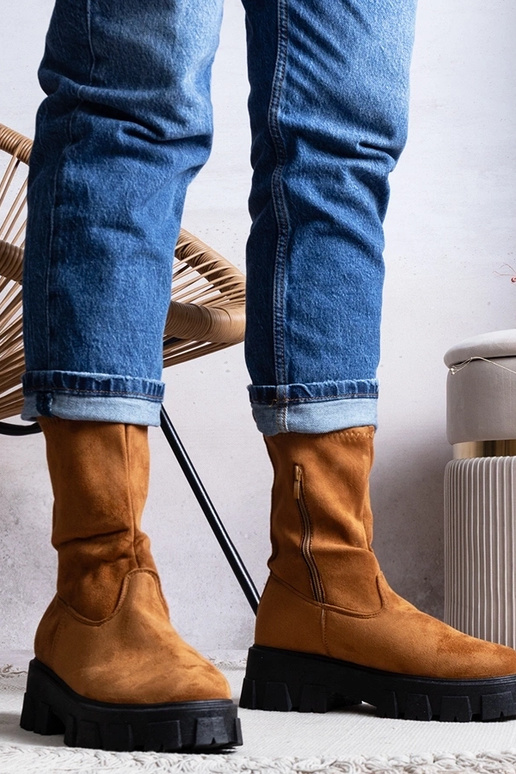 Hnedé čižmy na platforme Conco