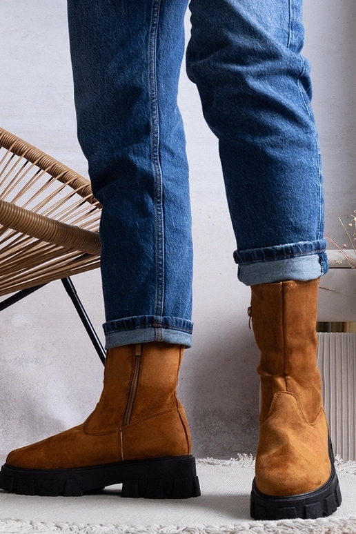 Hnedé čižmy na platforme Conco