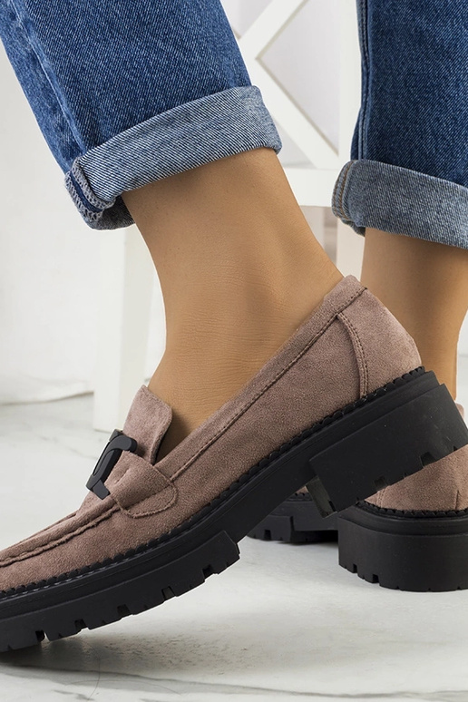 Hnedé topánky z umelej semišovej kože...