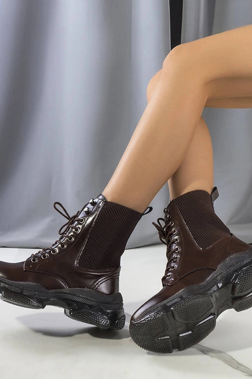 Hnedé členkové čižmy Sedile