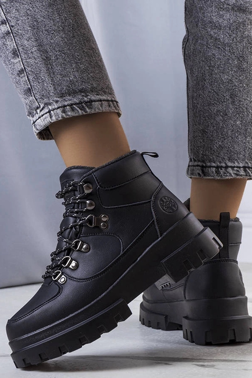 Čierne zimné turistické topánky,...