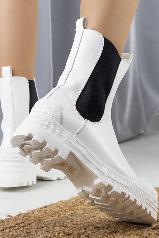 Biele dámske členkové čižmy Crispo