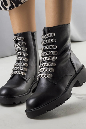 Čierne retiazkové čižmy Sylas