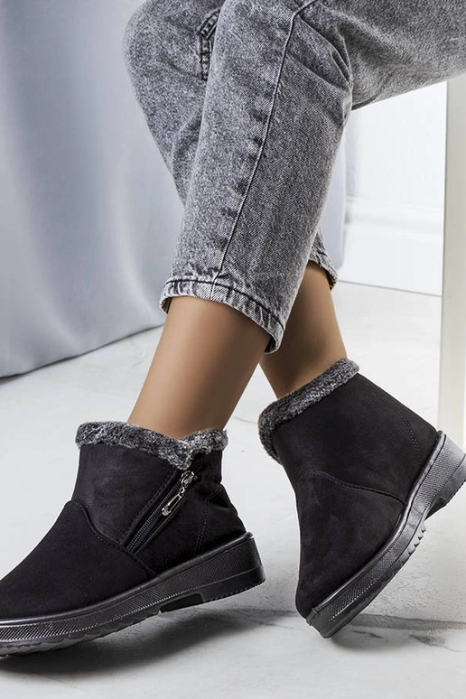 Čierne zateplené snehule s kožušinkou...