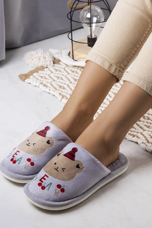 Šedé mäkké papuče Bear