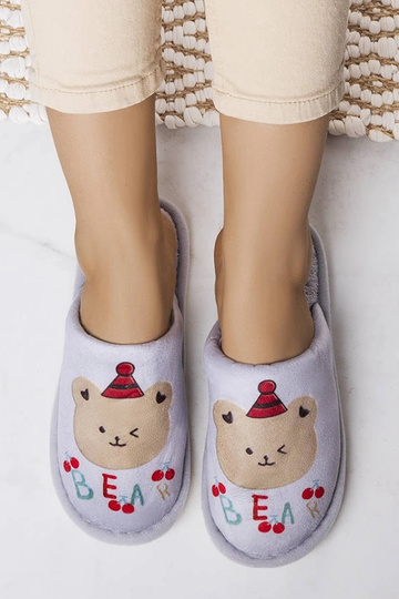 Šedé mäkké papuče Bear 2