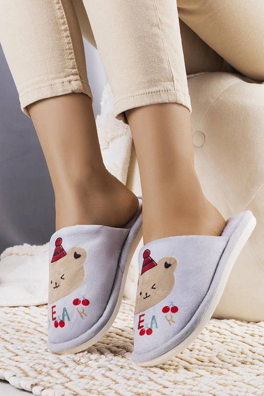 Šedé mäkké papuče Bear