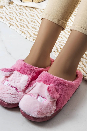 Tmavoružové mäkké papuče Lucky Teddy 2