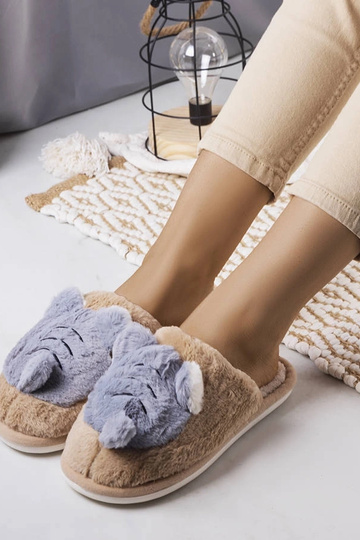 Béžovo-šedé mäkké papuče Bee