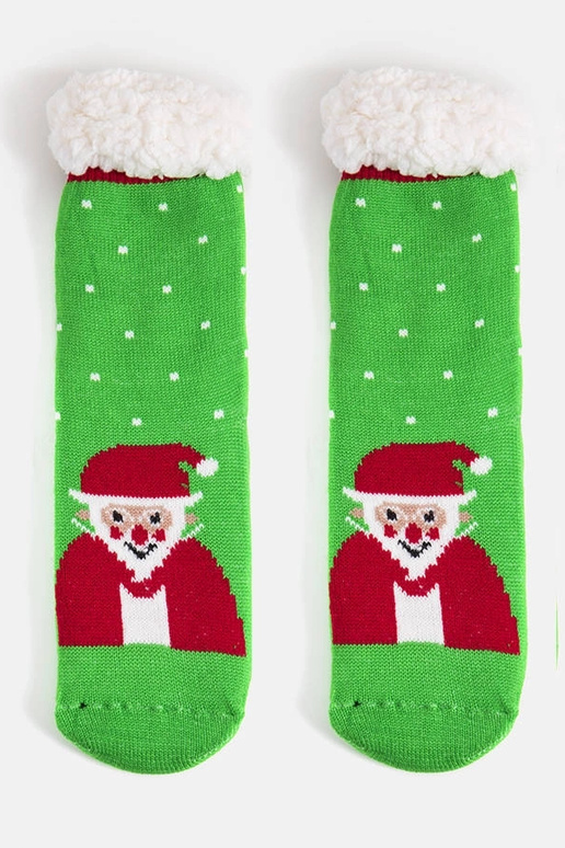 Zelené zimné ponožky s Mikulášom,...