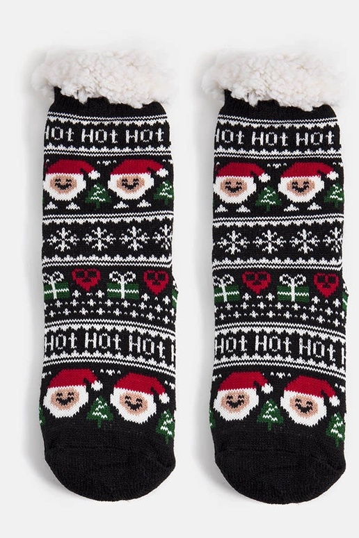 Čierne zateplené ponožky so Santa...