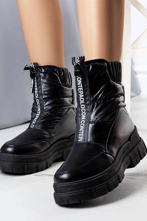 Čierne prešívané zimné topánky,...